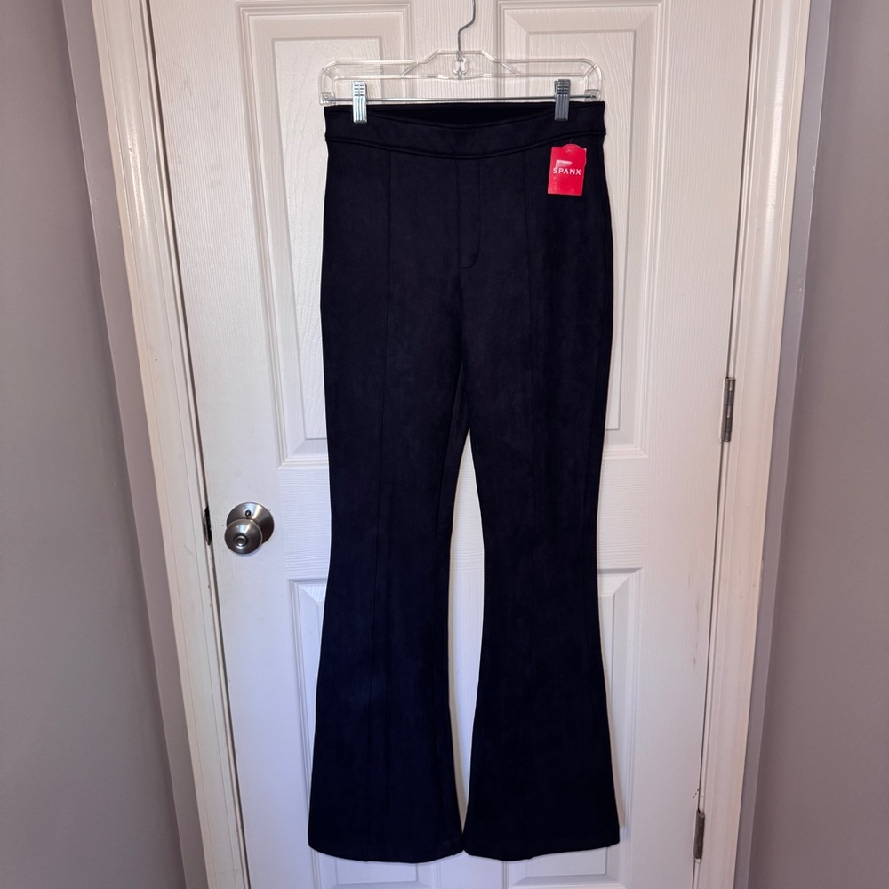 NWT Spanx Navy Blue Faux Suede Flare Leg Pants